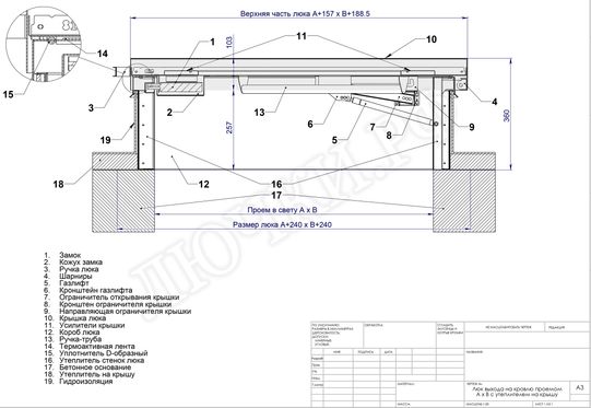 Люк для выхода на кровлю Оптимус 600*2000 Люк для выхода на кровлю Оптимус 600*2000