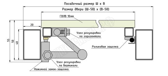 Люк под плитку Нажимной Железяка Mini 400*500 Люк под плитку Нажимной Железяка Mini 400*500